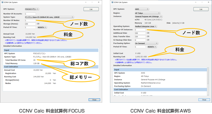 クラウドサーバーの選択と料金試算機能