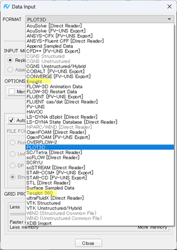 Tecplot360,Ensightリーダーの実装