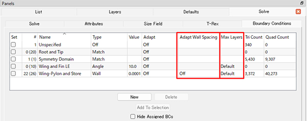 Boundary Conditions タブに新しい項目を追加