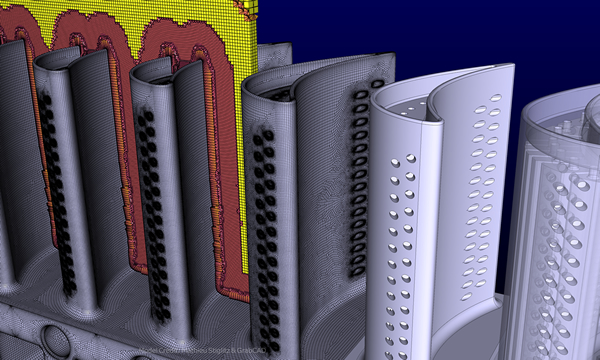 Pointwise V18.4によるターボ機械形状へのメッシュ生成（Pointwise社提供）