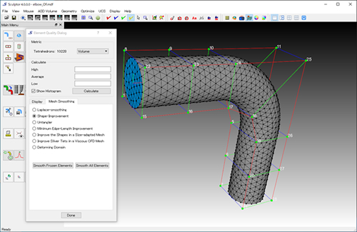 Element Quality Dialog　Mesh Smoothingタブ